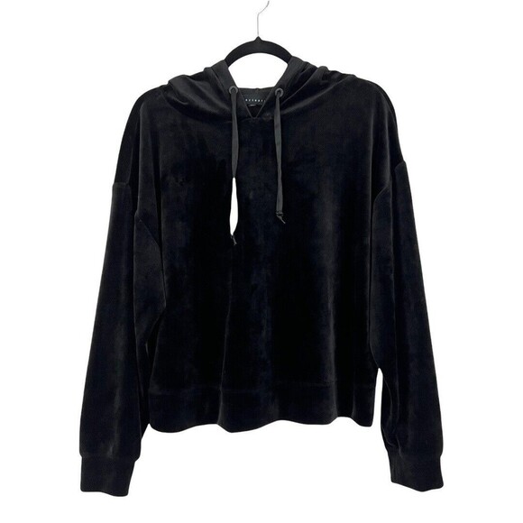 Sanctuary Womens Size Medium Black Velour Hooded Sweatshirt - Picture 1 of 3